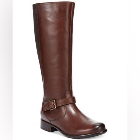 Clarks Shoes - Clarks Tall Brown Leather Riding Boot Womens Size 6